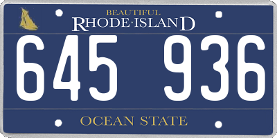 RI license plate 645936