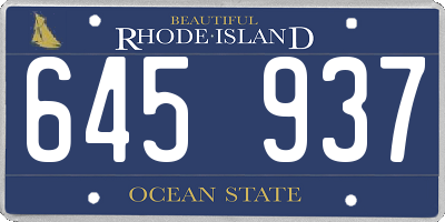RI license plate 645937