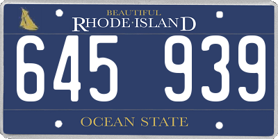 RI license plate 645939