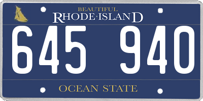 RI license plate 645940