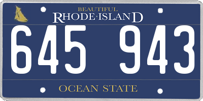 RI license plate 645943
