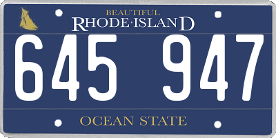 RI license plate 645947