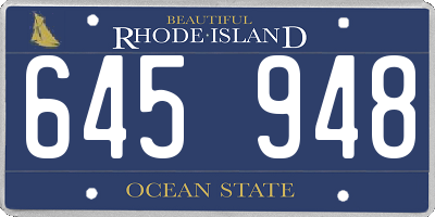 RI license plate 645948