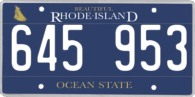RI license plate 645953