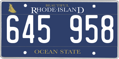 RI license plate 645958