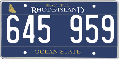 RI license plate 645959