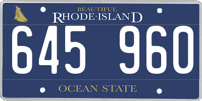 RI license plate 645960