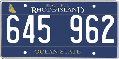 RI license plate 645962