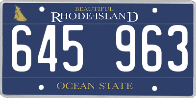 RI license plate 645963