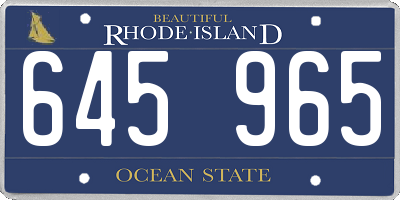 RI license plate 645965