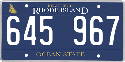 RI license plate 645967