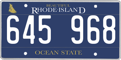 RI license plate 645968