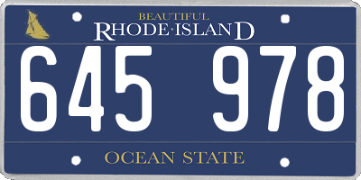 RI license plate 645978