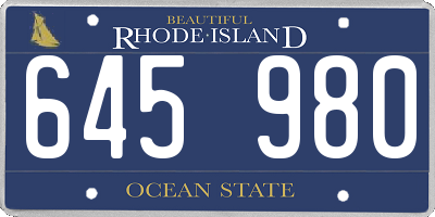 RI license plate 645980