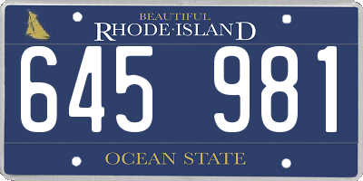 RI license plate 645981