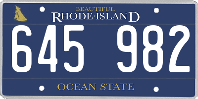 RI license plate 645982