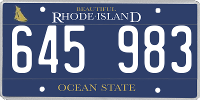 RI license plate 645983