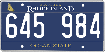 RI license plate 645984