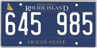 RI license plate 645985