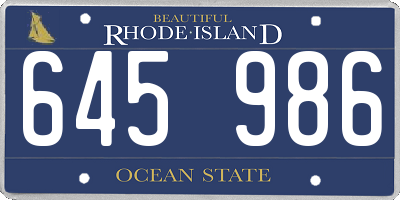 RI license plate 645986
