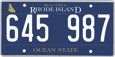 RI license plate 645987