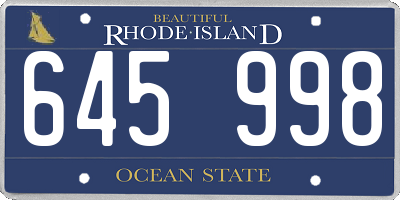 RI license plate 645998