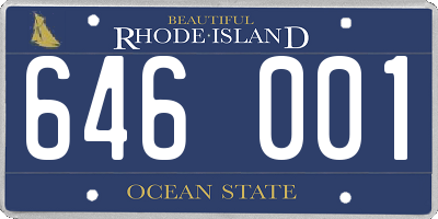 RI license plate 646001