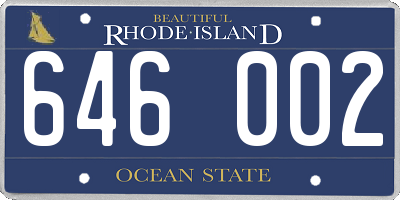 RI license plate 646002
