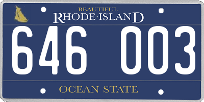 RI license plate 646003