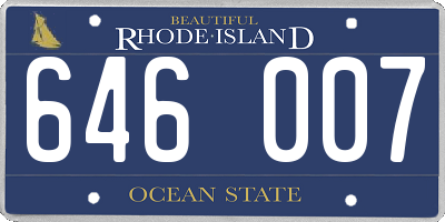 RI license plate 646007