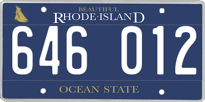 RI license plate 646012