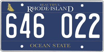 RI license plate 646022