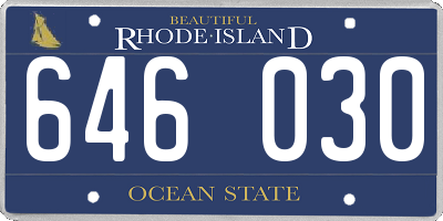 RI license plate 646030