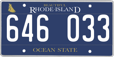 RI license plate 646033
