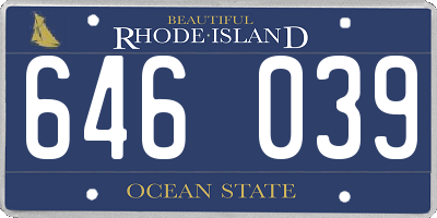 RI license plate 646039