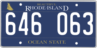 RI license plate 646063