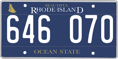 RI license plate 646070