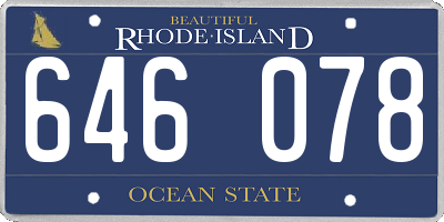 RI license plate 646078