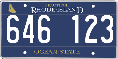 RI license plate 646123