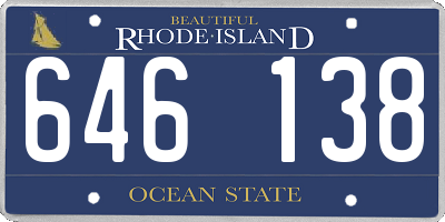 RI license plate 646138