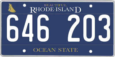 RI license plate 646203