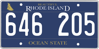 RI license plate 646205