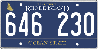 RI license plate 646230