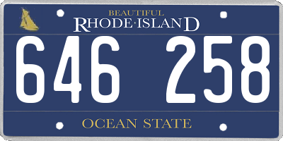 RI license plate 646258