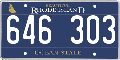 RI license plate 646303