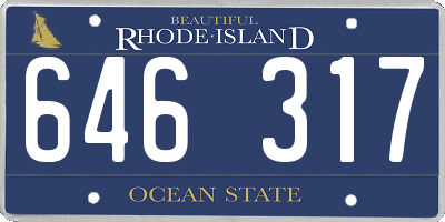 RI license plate 646317