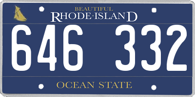 RI license plate 646332