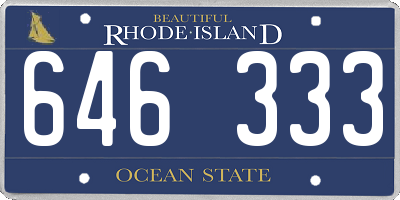 RI license plate 646333