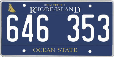 RI license plate 646353