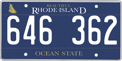 RI license plate 646362